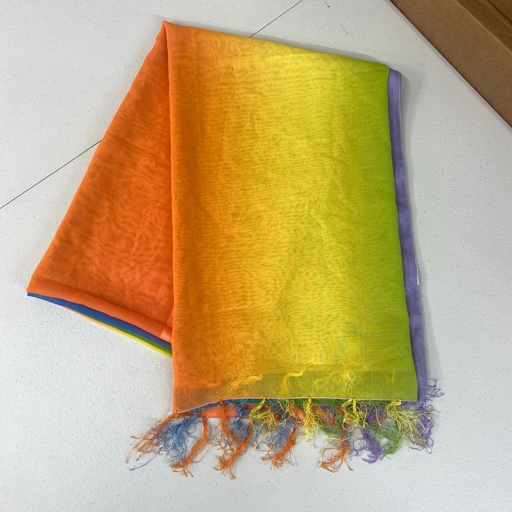 Large Luminous Rainbow Gradient Ombre Scarf - Picture 2 of 6